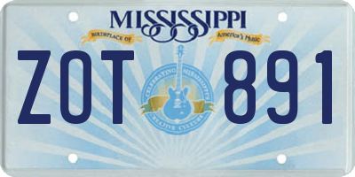 MS license plate ZOT891