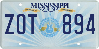 MS license plate ZOT894