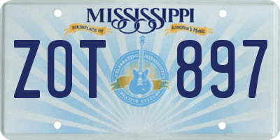 MS license plate ZOT897