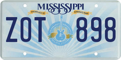 MS license plate ZOT898