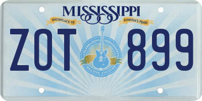MS license plate ZOT899
