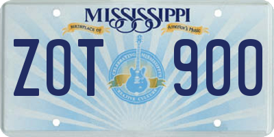 MS license plate ZOT900