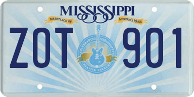 MS license plate ZOT901