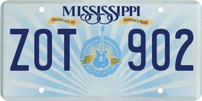 MS license plate ZOT902