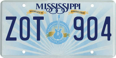 MS license plate ZOT904