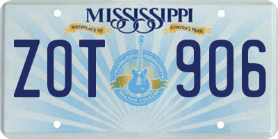 MS license plate ZOT906