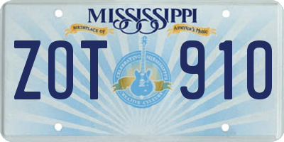 MS license plate ZOT910