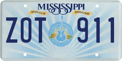 MS license plate ZOT911