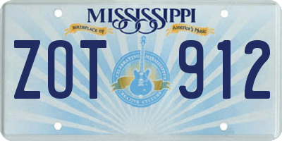 MS license plate ZOT912