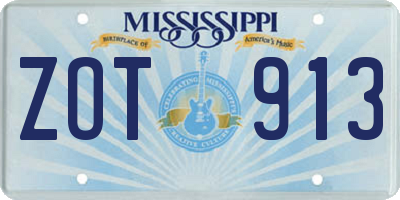 MS license plate ZOT913