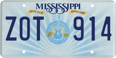 MS license plate ZOT914