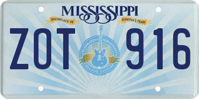 MS license plate ZOT916
