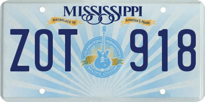 MS license plate ZOT918