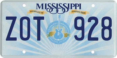 MS license plate ZOT928