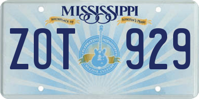 MS license plate ZOT929
