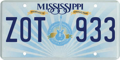MS license plate ZOT933