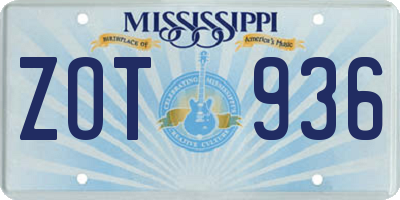 MS license plate ZOT936