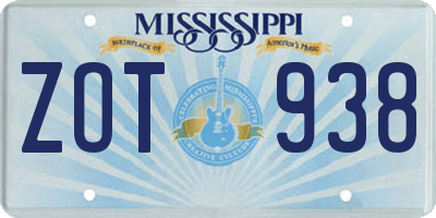 MS license plate ZOT938