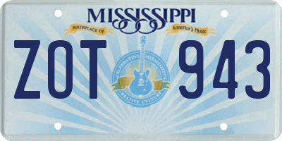 MS license plate ZOT943