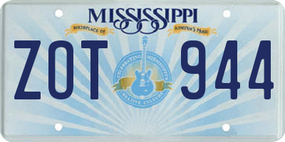 MS license plate ZOT944