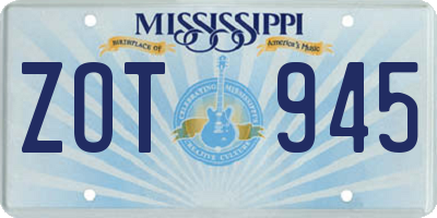 MS license plate ZOT945