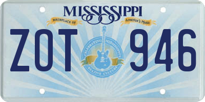 MS license plate ZOT946