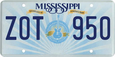MS license plate ZOT950
