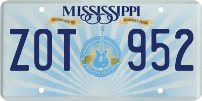 MS license plate ZOT952