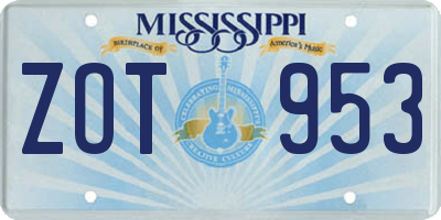 MS license plate ZOT953