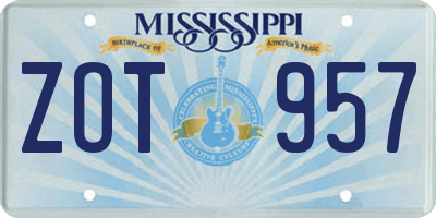 MS license plate ZOT957