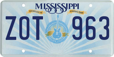MS license plate ZOT963