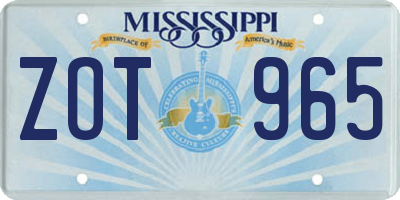 MS license plate ZOT965
