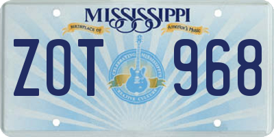 MS license plate ZOT968