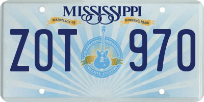 MS license plate ZOT970