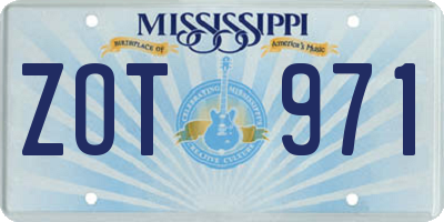 MS license plate ZOT971