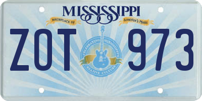 MS license plate ZOT973