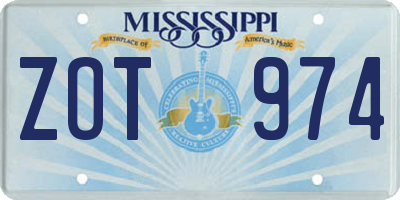 MS license plate ZOT974