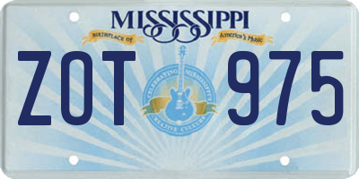 MS license plate ZOT975