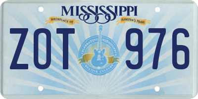 MS license plate ZOT976