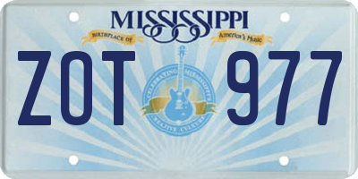 MS license plate ZOT977