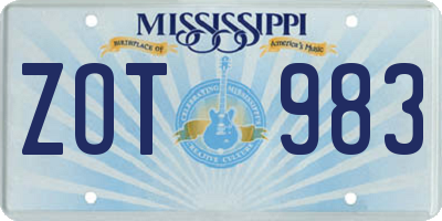 MS license plate ZOT983