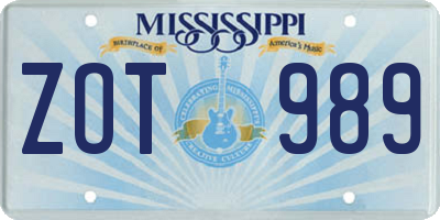 MS license plate ZOT989