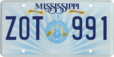 MS license plate ZOT991