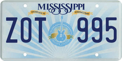 MS license plate ZOT995
