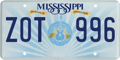 MS license plate ZOT996