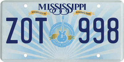 MS license plate ZOT998