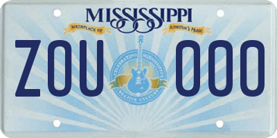 MS license plate ZOU000