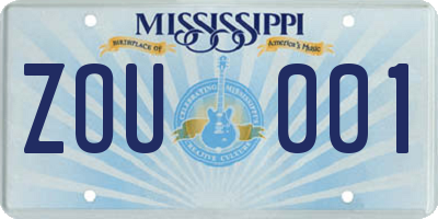 MS license plate ZOU001