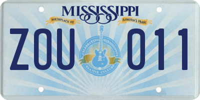 MS license plate ZOU011
