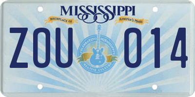 MS license plate ZOU014